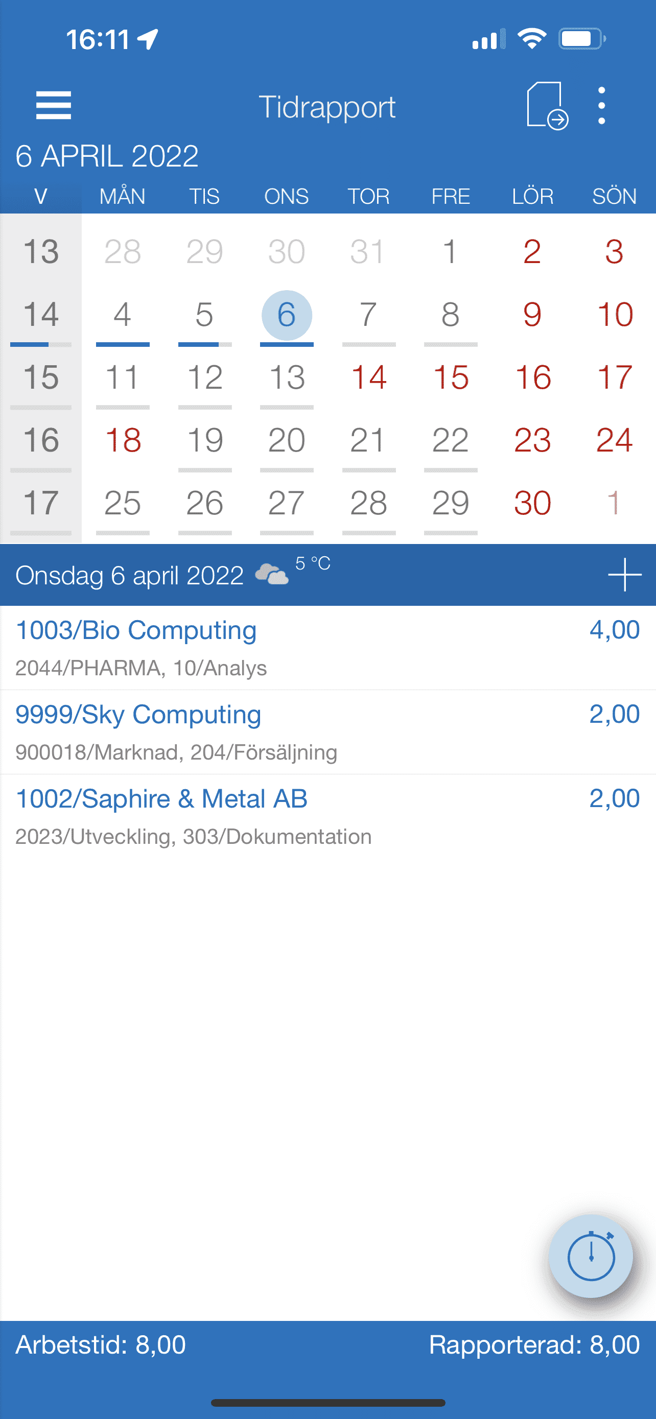 copernicus by 24sevenoffice - mobile light time-sheet tidrapportering