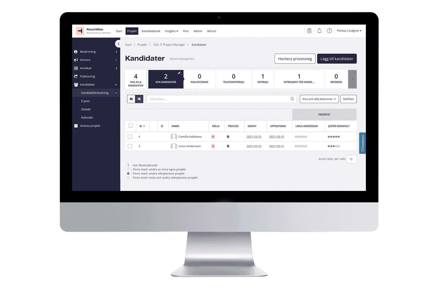 Reachmee - Projekt - kandidater